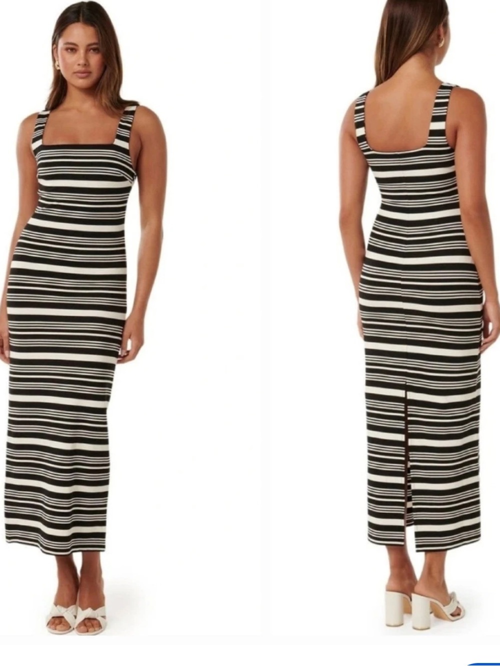 Ever New Black and White Striped Square-Neck Maxi Dress size 6